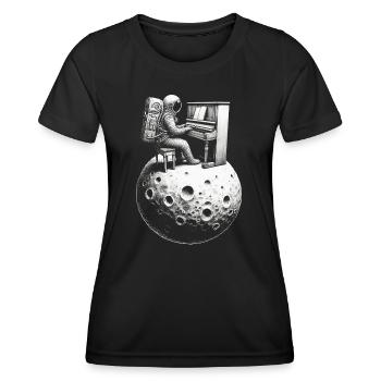 Astronaute Astronaute Piano - T-shirt sport Femme - noir - Devant - AI Model Female 172 light (172cm)