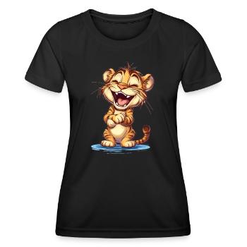 Lachender kleiner Tiger - Frauen Funktions-T-Shirt - Schwarz - Vorne - AI Model Female 172 light (172cm)