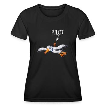 Pilot fliegt Flugzeug Bruchpilot - Frauen Funktions-T-Shirt - Schwarz - Vorne - AI Model Female 172 light (172cm)
