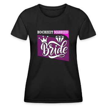 Hochzeit Married Braut Bride Ring Ehefrau Diamant - Frauen Funktions-T-Shirt - Schwarz - Vorne - AI Model Female 172 light (172cm)