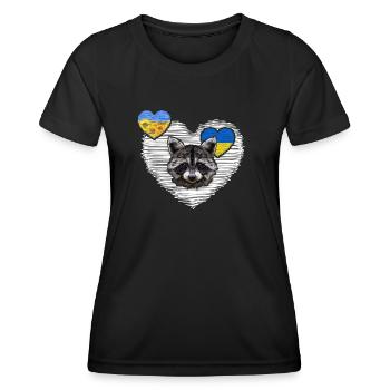 UKRAINE waschbär "the cherson raccoon-platoon" - Frauen Funktions-T-Shirt - Schwarz - Vorne - AI Model Female 172 light (172cm)