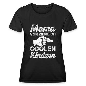 Mama von ziemlich Coolen Kindern Spruch - Frauen Funktions-T-Shirt - Schwarz - Vorne - AI Model Female 172 light (172cm)