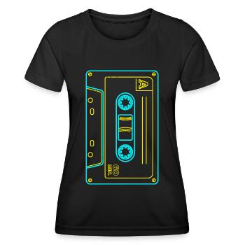 80s 90s Cassette Mixtape Retro Funny - T-shirt sport Femme - noir - Devant - AI Model Female 172 light (172cm)