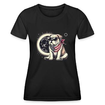 Patriotic Bulldog Solar Eclipse - Women's Functional T-Shirt - black - Front - AI Model Female 172 light (172cm)