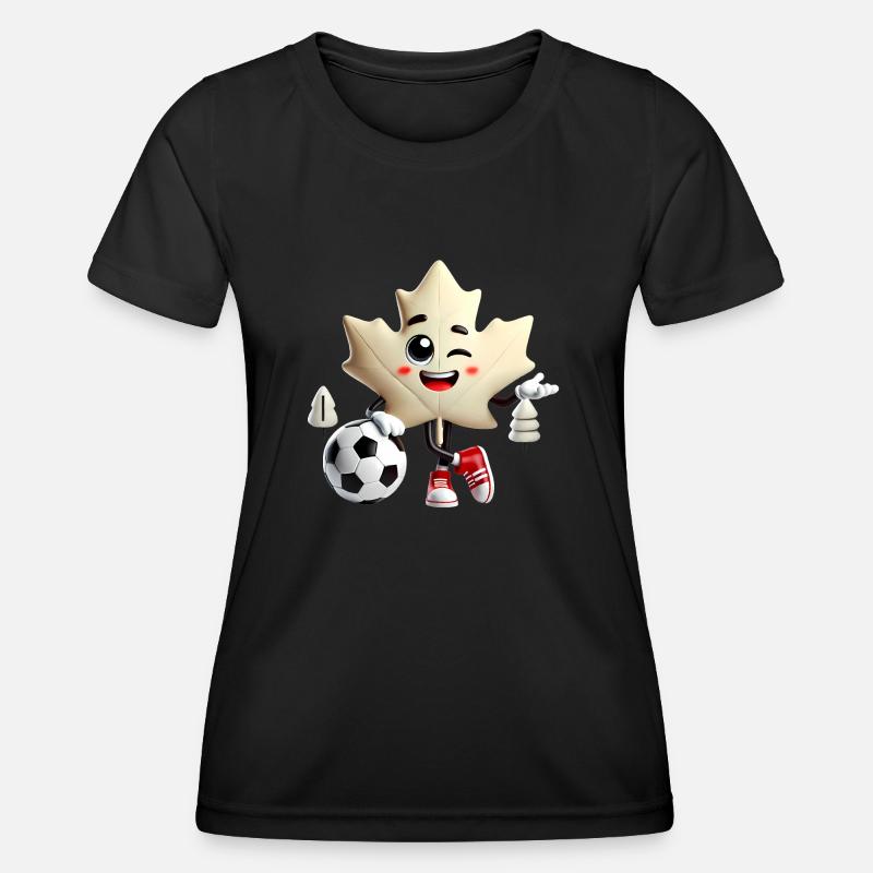 Canada Maple Leaf Soccer Mascot - Women's Functional T-Shirt - black
