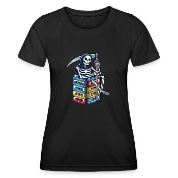 Retro Skeleton with Cassette Tapes - Women's Functional T-Shirt - black - Front - AI Model Female 172 light (172cm)