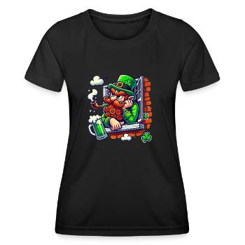 Grumpy Leprechaun Window Sticker - Women's Functional T-Shirt - black - Front - AI Model Female 172 light (172cm)