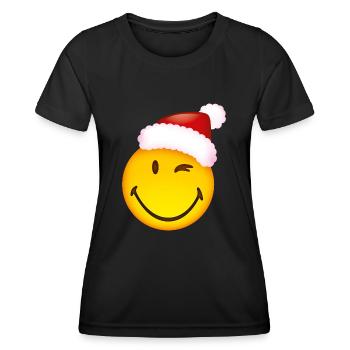 Smiley Santa Claus - T-shirt sport Femme - noir - Devant - AI Model Female 172 light (172cm)