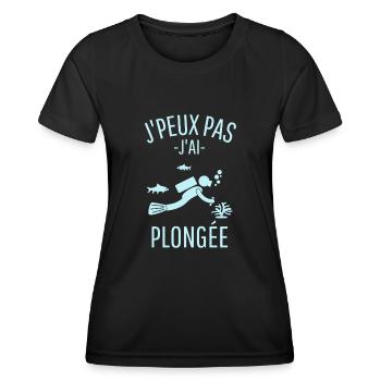 Humour plongée Plongeur - T-shirt sport Femme - noir - Devant - AI Model Female 172 light (172cm)