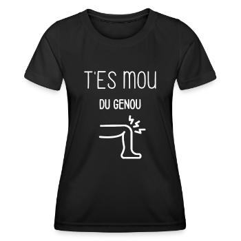 T'es mou du genou - T-shirt sport Femme - noir - Devant - AI Model Female 172 light (172cm)