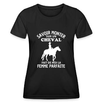 Cheval Femme parfaite 2 - T-shirt sport Femme - noir - Devant - AI Model Female 172 light (172cm)