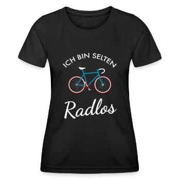 Ich Bin Selten Radlos - Fahrrad Radfahrer Radsport - Frauen Funktions-T-Shirt - Schwarz - Vorne - AI Model Female 172 light (172cm)