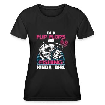 Ich bin ein Flip Flop und Fischer Mädchen - Frauen Funktions-T-Shirt - Schwarz - Vorne - AI Model Female 172 light (172cm)