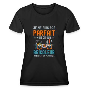Je ne suis pas parfait mais je suis bricoleur 1 - T-shirt sport Femme - noir - Devant - AI Model Female 172 light (172cm)
