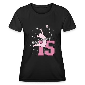 15. Geburtstag Volleyball Volleyballspielerin - Frauen Funktions-T-Shirt - Schwarz - Vorne - AI Model Female 172 light (172cm)