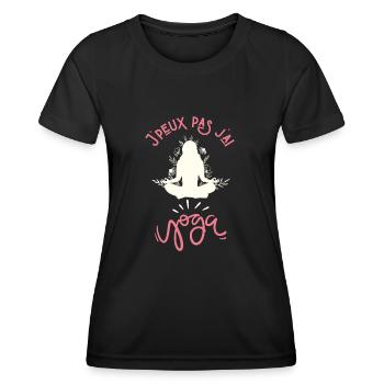 Humour yoga - T-shirt sport Femme - noir - Devant - AI Model Female 172 light (172cm)