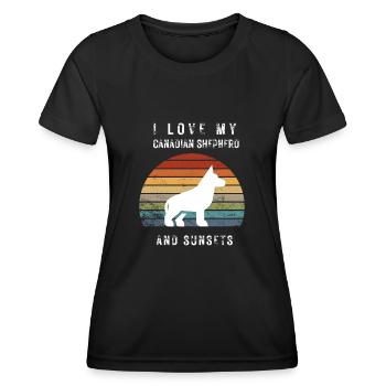 I love my canadian shepherd and Sunsets - Women's Functional T-Shirt - black - Front - AI Model Female 172 light (172cm)