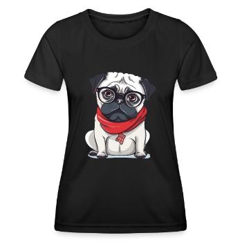 Mops - Frauen Funktions-T-Shirt - Schwarz - Vorne - AI Model Female 172 light (172cm)