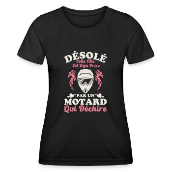 Amoureuse d un motard qui déchire 3 - T-shirt sport Femme - noir - Devant - AI Model Female 172 light (172cm)