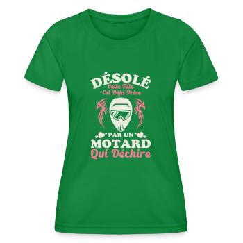 Amoureuse d un motard qui déchire 3 - T-shirt sport Femme - vert - Devant - AI Model Female 172 dark (172cm)