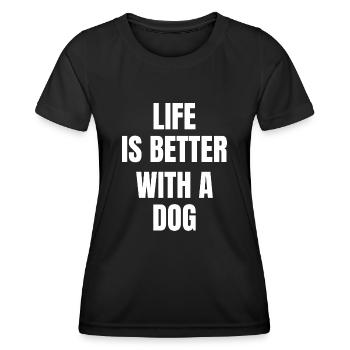 Chien Hund - T-shirt sport Femme - noir - Devant - AI Model Female 172 light (172cm)