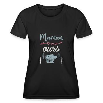 Fête des mères maman ours - T-shirt sport Femme - noir - Devant - AI Model Female 172 light (172cm)