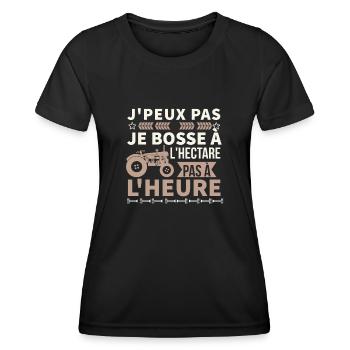 Agriculteur je bosse à l hectare pas à l heure - T-shirt sport Femme - noir - Devant - AI Model Female 172 light (172cm)