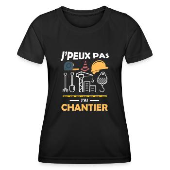 je peux pas j ai chantier 12 - T-shirt sport Femme - noir - Devant - AI Model Female 172 light (172cm)