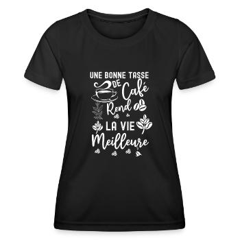 Humour tasse de café - T-shirt sport Femme - noir - Devant - AI Model Female 172 light (172cm)