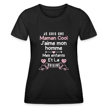 Maman Cool j aime mon homme et mes enfants 1 - T-shirt sport Femme - noir - Devant - AI Model Female 172 light (172cm)