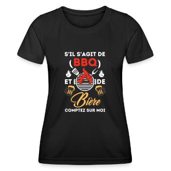 Barbecue et bière 2 - T-shirt sport Femme - noir - Devant - AI Model Female 172 light (172cm)