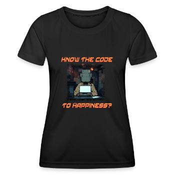 Know The Code To Happiness? - Frauen Funktions-T-Shirt - Schwarz - Vorne - AI Model Female 172 light (172cm)