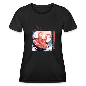 Süßer Anime Ramen Octopus - Frauen Funktions-T-Shirt - Schwarz - Vorne - AI Model Female 172 light (172cm)