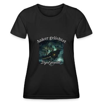 Anker gelichtet - Segel gesetzt - Frauen Funktions-T-Shirt - Schwarz - Vorne - AI Model Female 172 light (172cm)