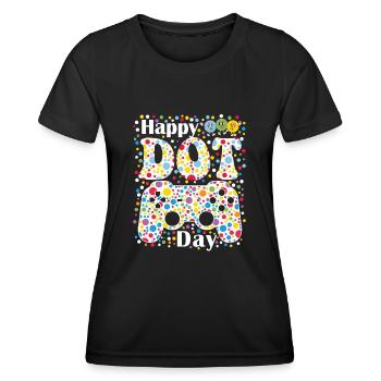 Happy Dot Day Gamer - Frauen Funktions-T-Shirt - Schwarz - Vorne - AI Model Female 172 light (172cm)