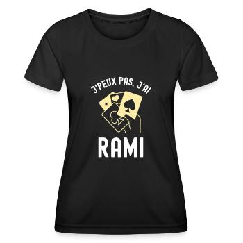 Jeu de cartes rami - T-shirt sport Femme - noir - Devant - AI Model Female 172 light (172cm)