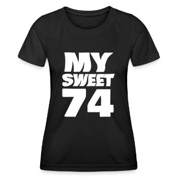 Age 74 - Women's Functional T-Shirt - black - Front - AI Model Female 172 light (172cm)