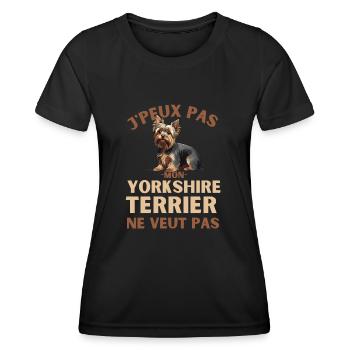 Chien de race yorkshire terrier - T-shirt sport Femme - noir - Devant - AI Model Female 172 light (172cm)