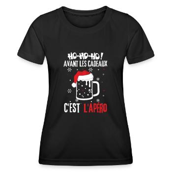 Cadeaux de Noël et Apéro - T-shirt sport Femme - noir - Devant - AI Model Female 172 light (172cm)