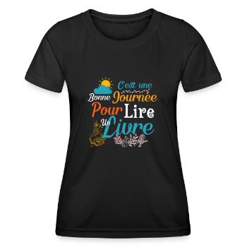 Lecture livre - T-shirt sport Femme - noir - Devant - AI Model Female 172 light (172cm)
