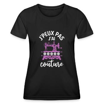 Je peux pas j ai couture 3 - T-shirt sport Femme - noir - Devant - AI Model Female 172 light (172cm)