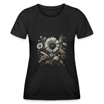 Gentle Field Flowers: Nature's Elegance - Women's Functional T-Shirt - black - Front - AI Model Female 172 light (172cm)