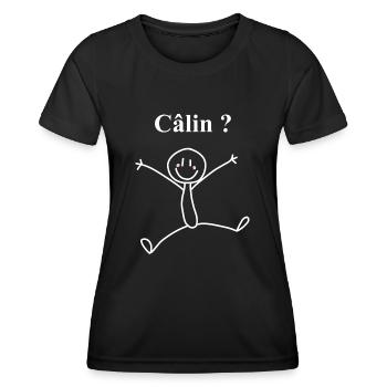Fais moi un câlin - T-shirt sport Femme - noir - Devant - AI Model Female 172 light (172cm)