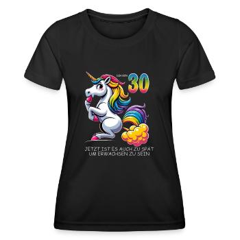 30. Geburtstag Einhorn–Humorvolles Erwachsenwerden - Frauen Funktions-T-Shirt - Schwarz - Vorne - AI Model Female 172 light (172cm)