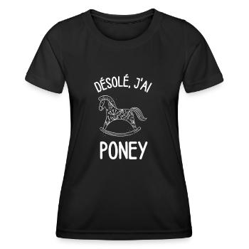 Cheval poney course - T-shirt sport Femme - noir - Devant - AI Model Female 172 light (172cm)