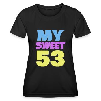 Age 53 - Women's Functional T-Shirt - black - Front - AI Model Female 172 light (172cm)