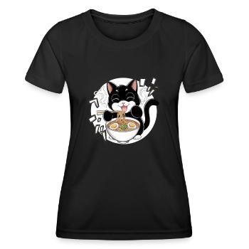 Cat Ramen Noodle Japanese Anime Manga Ramen Kawaii - Frauen Funktions-T-Shirt - Schwarz - Vorne - AI Model Female 172 light (172cm)