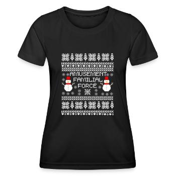 Amusement familial forcé Noël humour - T-shirt sport Femme - noir - Devant - AI Model Female 172 light (172cm)