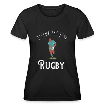 J’peux pas j’ai rugby - idée cadeau - T-shirt sport Femme - noir - Devant - AI Model Female 172 light (172cm)