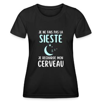 Humour sieste dormeur dormeuse - T-shirt sport Femme - noir - Devant - AI Model Female 172 light (172cm)